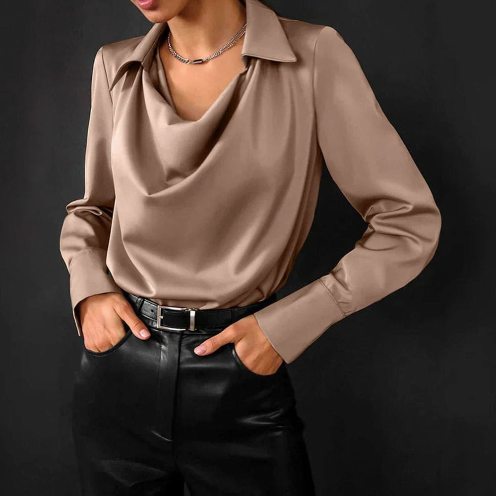 Vesper - Women's V Neck Satin Blouse