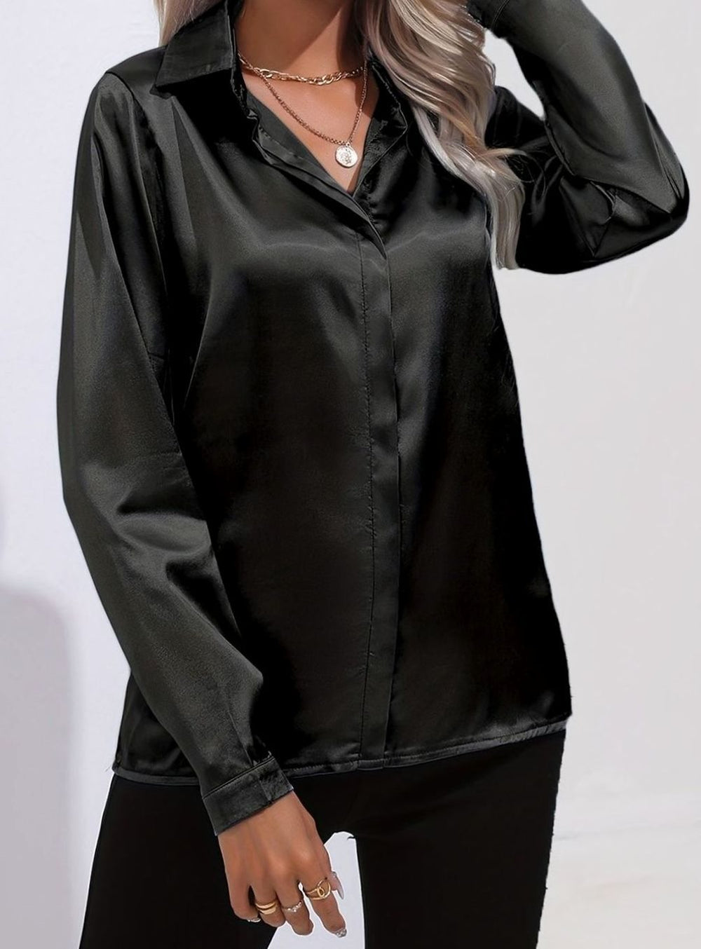 Violet - Women's Long Sleeve Button Down Blouse