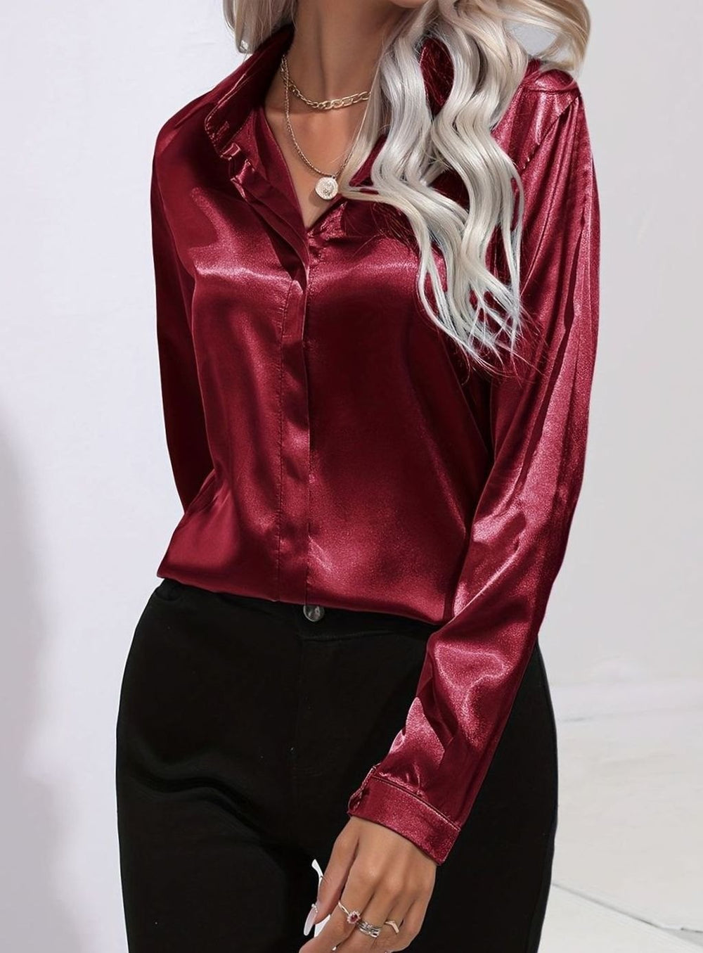 Violet - Women's Long Sleeve Button Down Blouse