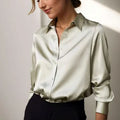 Vivienne - Women's Loose Button Down Satin Blouse