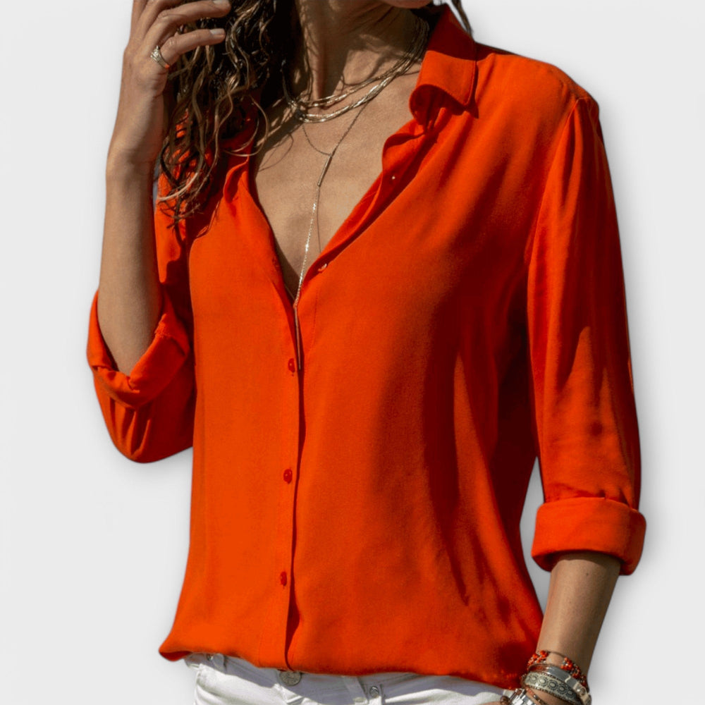 Wilhelmina - Women's Satin Button Down Blouse