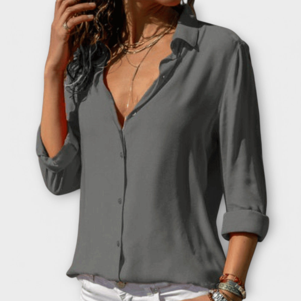 Wilhelmina - Women's Satin Button Down Blouse