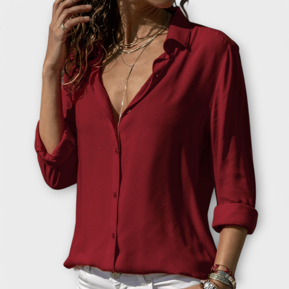Wilhelmina - Women's Satin Button Down Blouse